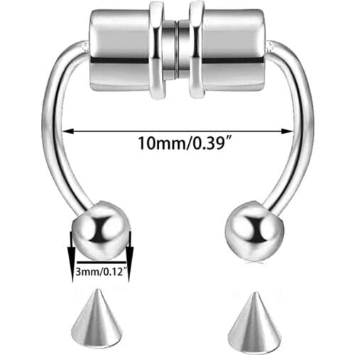 Magnetic Septum Nose Ring Horseshoe Fake Nose Ring Hoop Non-Piercing Jewelry T84A
