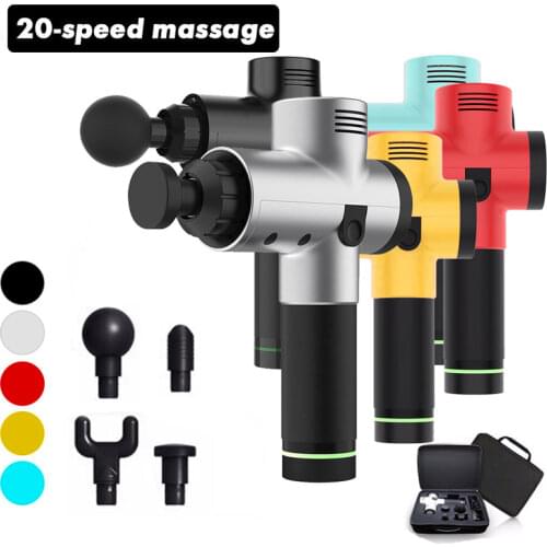 20 Speeds Muscle Massage Gun Percussive Vibration Therapy Deep Tissue Massager Relax Pain Relief Fascia Massage Machine 4 Heads