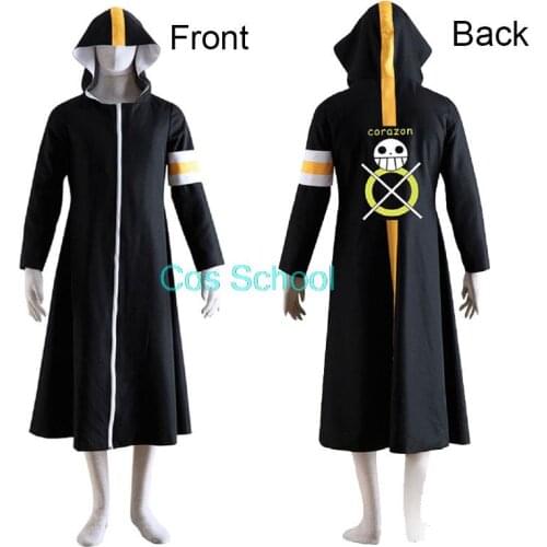Trafalgar Law Cosplay Cloak One Piece Costumes Trafalgar D Water Law Hat Adult Hooded Trench Coat Halloween Carnival Costume