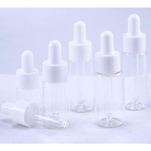 50pcs/Lot 5ml 10ml 15ml 20ml Reagent Eye Dropper transparent Glass Aromatherapy Liquid Pipette Bottle Refillable Bottles