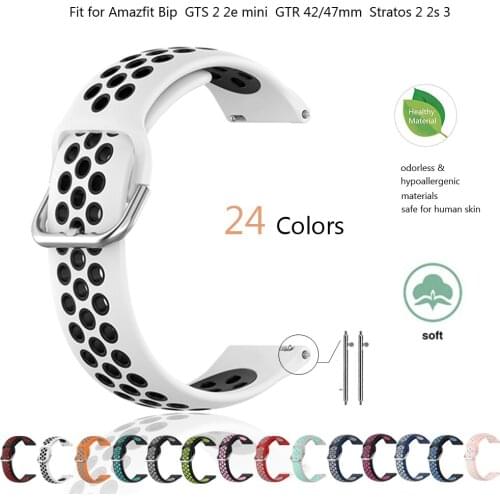 22mm Strap For Amazfit Bip/bip lite GTS 2 2e mini GTR 47mm 42mm 2/2e WatchBand for amazfit stratos 2/2s 3 pace Silicone Bracelet