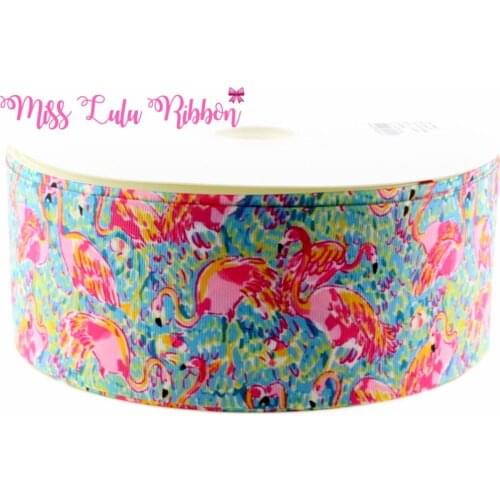 6mm-75mm flamingo summer printed grosgrain ribbon DIY handmade materials