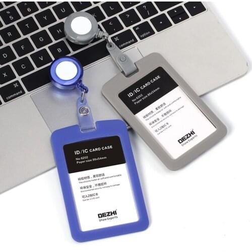 Stretchable and easy to pull fastener enterprise staff hospital worker pocket clip lovely silicone card cover