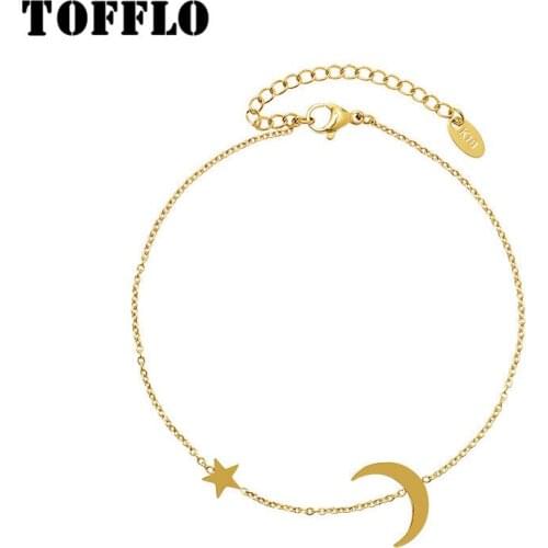 TOFFLO Stainless Steel Jewelry Star Moon Ankles Womens Sweet Ankles BSS107