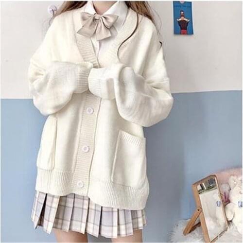 Knitwear New All-Match Soft Hot Sale Basic Cardigan Women Solid Oversize Loose Sweaters Student Preppy Sweet Girl Cute