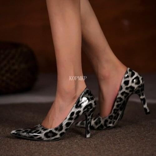 Autumn High Heels Stiletto Sexy 2021 Pu Leopard Print High Heel Pumps Shallow Mouth High Heel Sandals Kopmkp Zapatos De Mujer