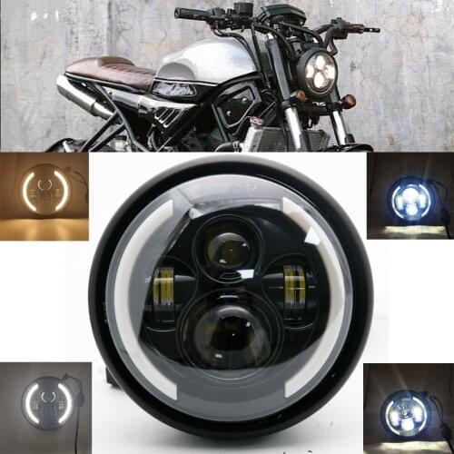 Universal 7inch H4 Led Motorcycle Headlight for hornet 600 Honda cb400 cb1000sf kawasaki ER6N Harley with DRL Headlamp Housing