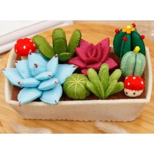 Felt Diy Craft Free Cutting Felting Kit Cute Succulent Plants Set Wool Felt Non-woven Cloth Craft DIY Sewing Set Felt Handwork