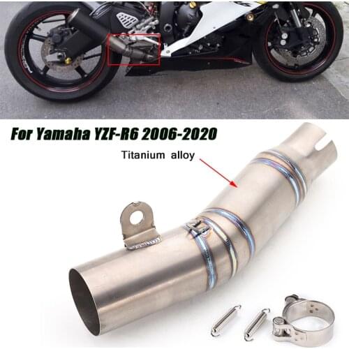 Motorcycle 60.5mm Middle Link Pipe Titanium alloy Exhaust System Replace Original Mid Tubes for Yamaha YZF-R6 2006-2020