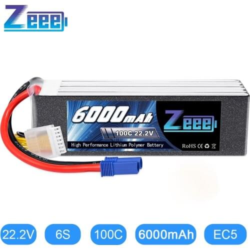 Zeee 22.2V 100C 6000mAh 6S Lipo Battery With EC5 Plug RC Battery for RC Car Truck RC Airplane Helicopter Quadcopter