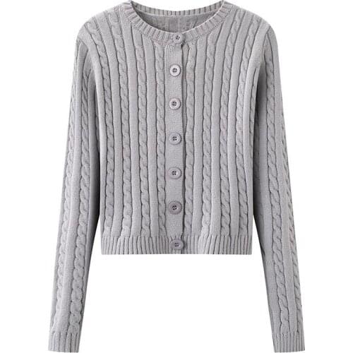 Sweet Women Soft Cotton O Neck Knitted Cardigan 2021 Spring-autumn Fashion Ladies England Style Sweater Female Solid Color Coat