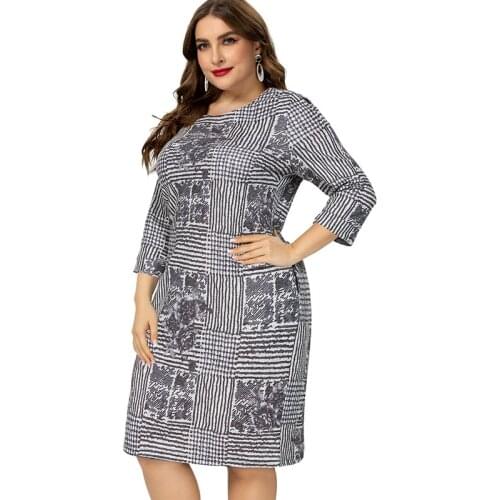 2021 Fall Women Long sleeve Printed flower Dress fashion ladies mom clothes Plus Size Womens Dresses 4XL 5XL 6XL