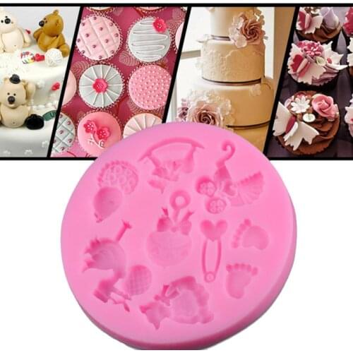 1PC Cartoon Cute Cake Mould Baby Shower Party 3D Food Grade Silicone Fondant Cookie Chocolate Mold For DIY Cake Decorating Tools