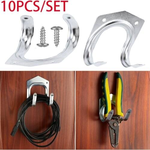 10 Pcs Metal Tool Storage Wall Hook Double Hanger Holder Hanging Hooks Garden Garage Tools for Gardening Houseware Items
