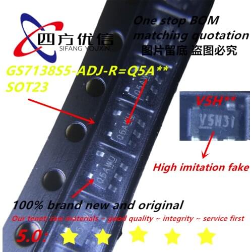 100% new original 2021+ (50PCS) GS7138S5-ADJ-R Q5AWU Q5A** Q5A SOT23-5