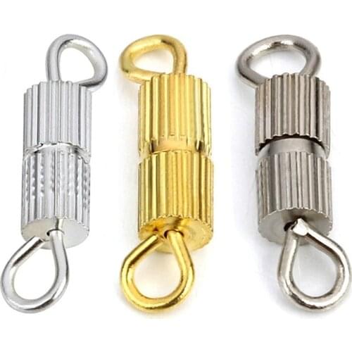 100pcs/lot 4*15mm Diy Jewelry Accessories Gold Silver White K color Screw Clasps Buckle Suitable for Bracelet Necklace