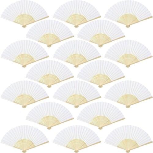 18 Pieces White Handheld Fans Cloth Fans Bamboo Folding Fans For Wedding Decoration, Church Wedding Gifts, Party Favors, Diy