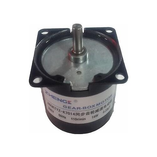 60KTYZ AC Synchronous Gear Motor 220V 14W 110r/min 7mm Shaft Diameter