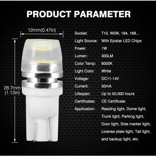 Car LED Bulbs Canbus Signal Light W5W 6000K 12V Error Free White Yellow Red Wedge Interior Reading Lamp