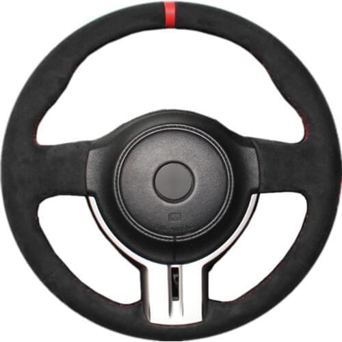 Black Suede DIY Hand-stitched Car Steering Wheel Cover for Toyota 86 Subaru BRZ