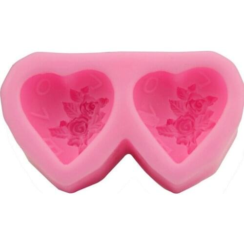 Double Love Heart Shaped Silicone Biscuit Cake Fondant Mould Candy Chocolate Mold DIY Cake Decorating Baking Tool 208