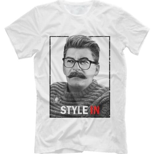 Russia Soviet Leader Stalin Style In Hipster Photo Printed T-Shirt. Summer Cotton Short Sleeve O-Neck Mens T Shirt New S-3XL