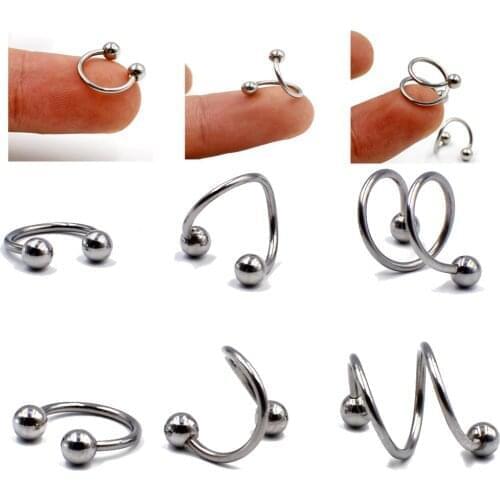 Surgical Steel Horseshoe circular Barbell Ring Twister Barbell Ring Nose Ring Labret Lip Ring Ear Tragus Carliage Helix Earring