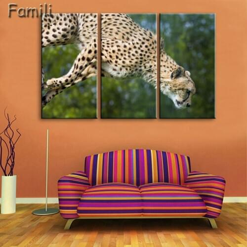 3 pieces / set Piece Large Modern Printed Cheetah african Oil Painting Picture Decorative paintings Canvas Wall Art For Living