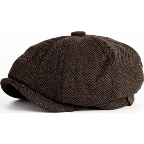New Unisex Autumn Winter Newsboy Caps Men and Women Warm Tweed Octagonal Hat for Male Detective Hats Retro Flat Cap