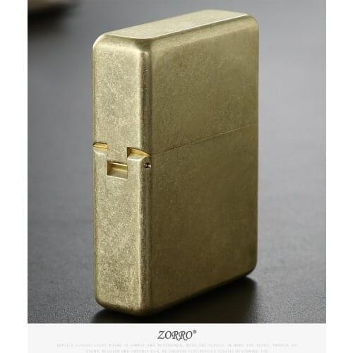 Chinese brand made in China,ZORRO plus Heavy armor brass kerosene lighter;3/5 Hinge metal gasoline cigarette lighter