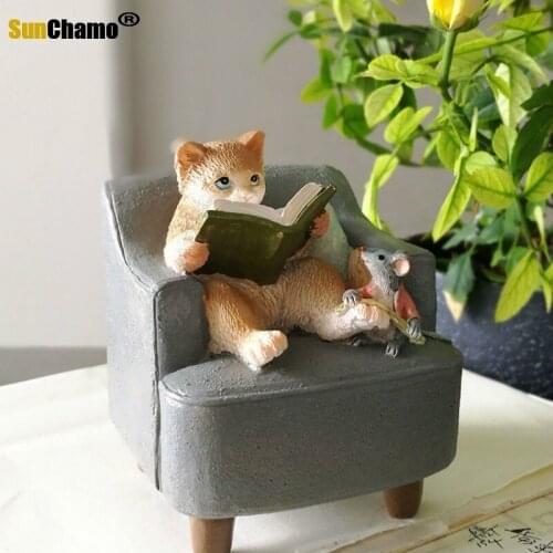 Fashion Cute Cat Resin Decoration Creative Car Accessories Japanese-style Living Room Decorations Desktop Furnishings Small