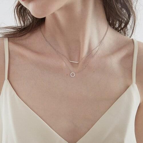 Fashion Necklace Dainty Double Layer Asymmetric Pendant Minimalism Jewelry For Women Wedding Party Charm Punk Neck Chain