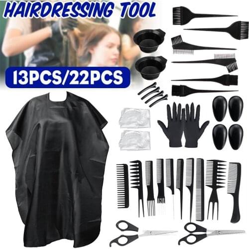 22/13Pcs Professional Hairdressing Coloring Set Salon Hair Barber Styling Tool Hair Dyeing Brush Dye Glove Hair Dye Accessories