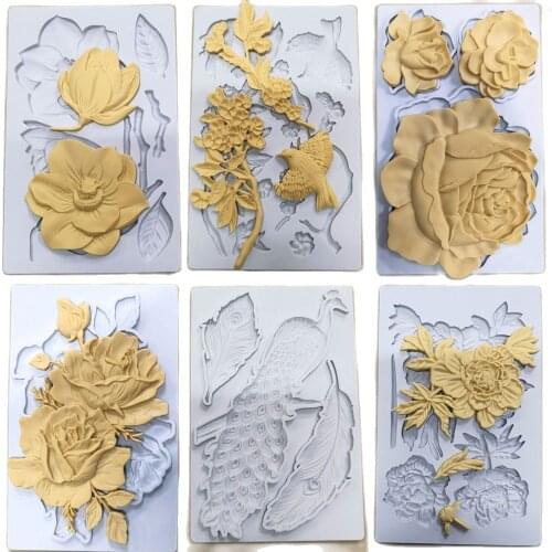 New Chrysanthemum Rose Leaf Silicone Rim Lace Mold DIY Chocolate Cake Decoration Clay Mold Resin Mold Baking Accessories M124