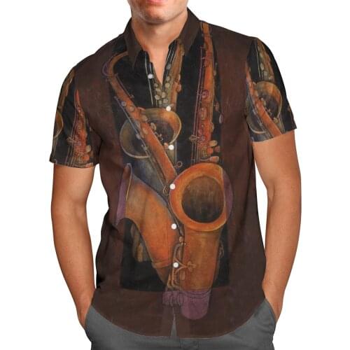 2021 New 3D Printing Jazz Hawaii Hiphop Shirts Men Summer Short-sleeved Beach Shirt Men Shirts Oversize Camisa Masculina 5XL J89