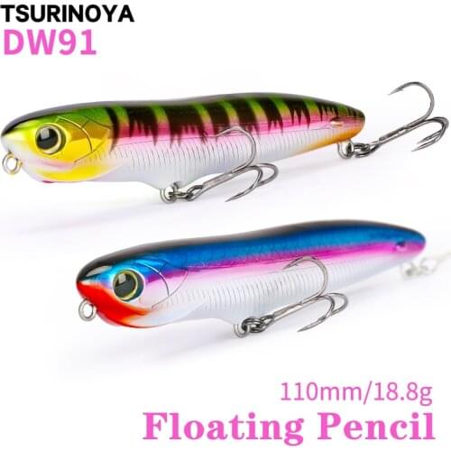 New TSURINOYA DW91 Floating Pencil 110mm 18.8g High Appeal Pencil Bait Long Casting Floating Pencil Artificial Bait Hard Bait