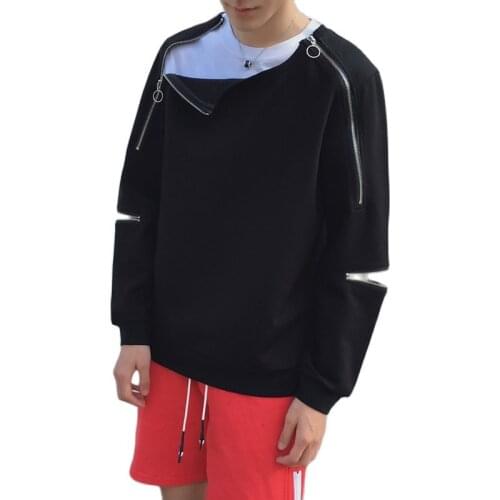 Autumn national tide couple split zipper hoodies male Korean version ins vibrato trend nightclub long-sleeved net red jacket