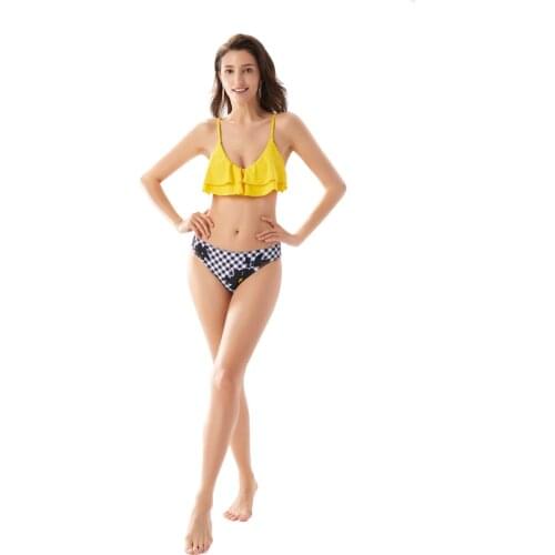 Transparent Female Beach Swimsuit Women Bikinis High Belt Sexy Bikini 2020 Yellow Swimwear 2 Piece Women