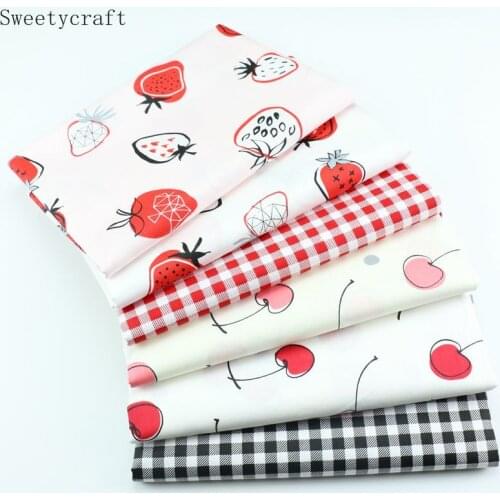 Strawberry Cherry Twill Fabric Printed Cotton Fabrocs By Half Meter For Sewing Dress Bed Sheet Quilting Patchwork Cloth 160x50cm
