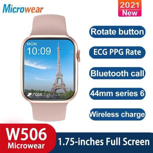 Microwear W506 Smartwatch Update For Men Women Full Touch Screen Bluetooth Call IP68 Waterproof Sport Clock ECG IWO Smart Watch