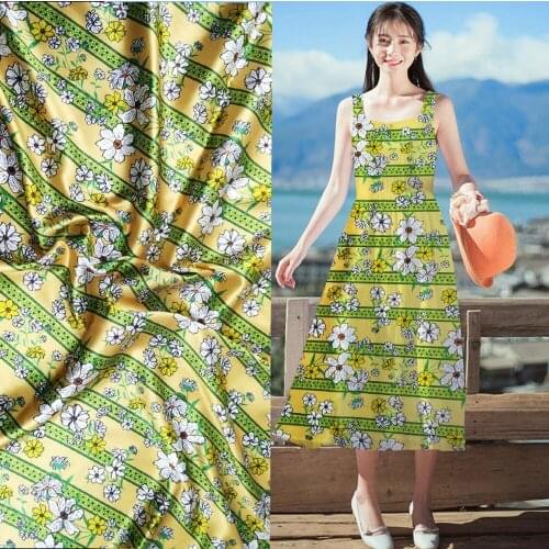 Super Heavy Designer Light green Flowers Print Satin Fabric Woven Material Curtain Cloth Dress textile for bedding Silk Fabric
