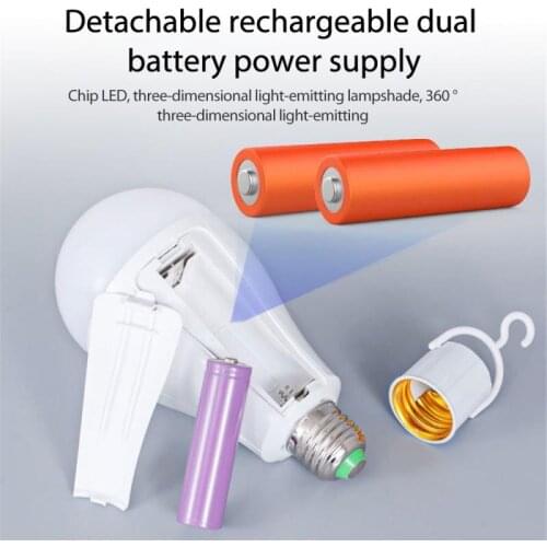 LED Light Bulb E27 30W LED Dual Battery Emergency Bulb with Automatic Charging Outdoor Camping Light Bulbs AC85-265V50/60Hz Lamp