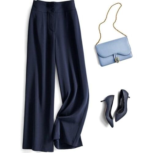 Mi Jias good quality against the sky long legs super vertical smooth not easy to wrinkle thin high waist commuting wide leg