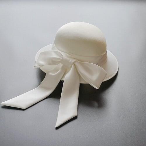 Women Large Brim Sinamay Fascinator Hat Cocktail Wedding Party Church Headpiece Bridal Headwear Formal White Fedora Hats 56-58cm