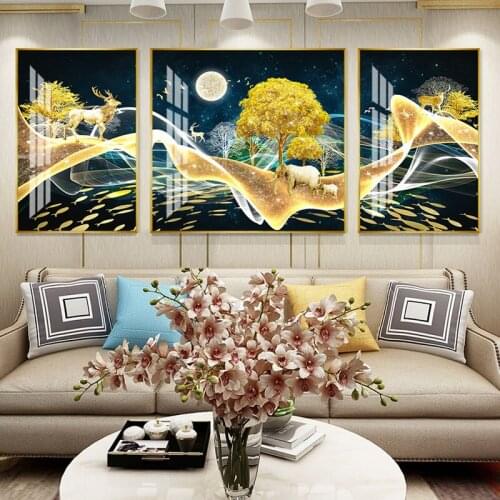 Crystal Porcelain Painting Elk Lucky Elephant 5D Diamond inlaid Porcelain Painting Living room bedroom Diamond Decor painting