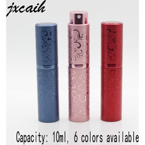 100pcs 10ML Mini Portable Perfume Bottle Aluminum Sprayer Travel Rotary Filling Bottle Cosmetic Container