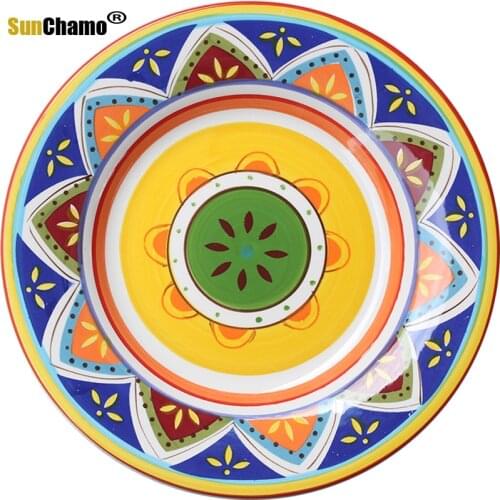 11-inch Foreign Trade Hand-painted Ceramic Plate Creative Super Large Western Dinner Plate Fruit Plate A Pair of Decorative