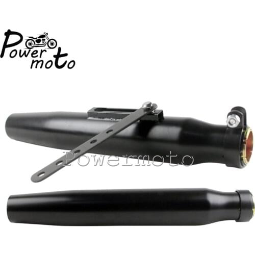 2PCS 415mm Motorcycle Black Vintage Exhaust Muffler Silencer Pipe DB Killer 35-41mm For Harley Cafe Racer Chopper Bobber