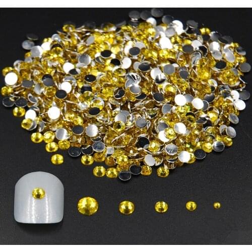 Mixed Sizes 2000pcs Hot Citrine Non HotFix Acrylic Rhinestones For 3d Nail Art decoration Nail Art Tips 2mm 3mm 4mm 5mm