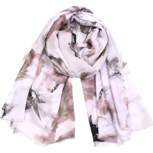 2019 Newest Women Ombre Floral pattern Cotton Frayed Scarf 6Colors 10pcs/lot